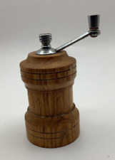 Vintage Olde Thompson Oak Wood Barrel Salt Shaker Crank Pepper Mill Grinder picture