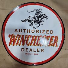 WINCHESTER DEALER PORCELAIN ENAMEL SIGN 30 INCHES ROUND picture