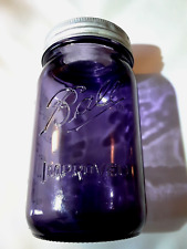 BALL PURPLE MASON JAR ~Antique WIDE MOUTH PRESTO Glass Lid ~ QUART Canning Fruit picture