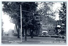 c1940s High School Building Strawberry Point Iowa IA RPPC Photo Vintage Postcard picture