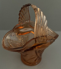 Indiana Glass Amber Tiara Bird Of Paradise Pressed Glass Wedding Basket Vintage picture