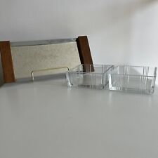 Vintage Manning Bowan Tray Set Chrome Glass Dishes 3 Piece Set picture