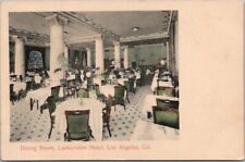 LOS ANGELES California Hand-Colored Postcard Dining Room LANKERSHIM HOTEL c1900s picture