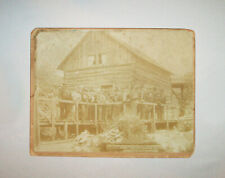 Old Antique Vtg Ca 1870s Mounted Photo of Log Cabin Over Cave of the Winds S.D. picture