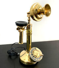 1915 Antique Style Wired Old CANDLESTICK PHONE Rotary Dial with Receiver Handle. picture