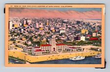 San Diego CA-California, Birds Eye View Civic Center, Antique Vintage Postcard picture