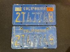 CALIFORNIA PAIR OF LICENSE PLATES BLUE 2T47748 SEPTEMBER 2008 TRUCK picture