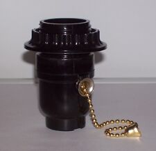 BLACK BAKELITE PULL CHAIN THREADED LAMP SOCKET WITH RING LAMP PART NEW 30546J picture