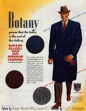 1944 Botany 500 Men's Overcoat Print Ad Hat Fabric Is The Soul Of Clothing picture