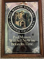 PAUL MASSON VINEYARDS WINE ADVERTISING MIRROR 14” x 20” WITH WOOD FRAME picture