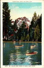 Vtg Lake Tahoe Mount Tallac Cross of Snow Mountain El Dorado County CA Postcard picture