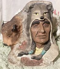 VTG Native American Chief & Buffalo Garden Sculpture picture