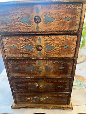 VTG FLORENTINE 5-Drawer JEWELRY CHEST Gilt Gold picture