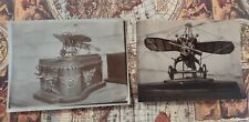 TWO RARE PHOTOGRAPHS VINTAGE AIRPLANE AUTOMATON, TOY BANK,OR MUSIC BOX C.B. RENZ picture