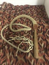 Vintage Leather 5ft Braid Bull Whip Wood Handle Dominatrix Pain Dungeon New picture