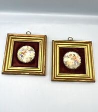 Vintage Courting Couple Cameos Gold Gilt Framed Plaques 1940’s Salem Collection picture