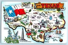 c1950's Greetings From Texas Lone Star State Map Correspondence Vintage Postcard picture