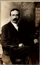 c1910 BUSINESS MAN WELL DRESSED AZO REAL PHOTO POSTCARD  17-19 picture