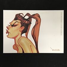 1998 michiko stehrenberger Max Racks Postcard Dark Hair Girl Pony Tail Red Lips picture