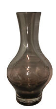 Vintage Glass Etched Smoky Colored Decanter picture
