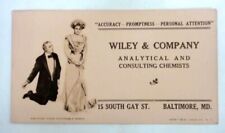 antique WILEY ANALYTICAL CONSULTING CHEMIST baltimore md INK BLOTTER PAPER propo picture
