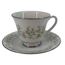 Noritake Savannah Tea Cup Saucer Sets 2031 Green White Floral picture