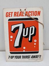 Vintage 1964 7UP Double Sided Cardboard Fan Pull Store Advertising Ceiling Sign  picture