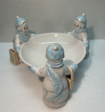 Adorable Avon Snow Lady Holiday Gift Candy Dish 7” Blue Silver White Vintage ‘02 picture