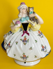 Antique Ernst Bohne Sohne Rudolstadt Volkstadt Ceramic Girl & Kitten Figurine picture