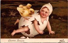 EASTER - Child In Egg Buona Pasqua Happy Easter Postcard picture