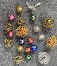 Christmas Ornaments Lot of 18 Handmade Vintage 1960s  Satin Beaded Sequin Ball picture
