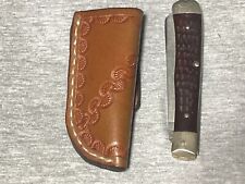 Trapper Leather Pocket Folding Knife Belt Loop Case Sheath Handmade picture
