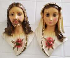 Immaculate Conception Madonna Mother of Jesus & Jesus Chalkware Wall Hanging Set picture