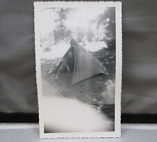 Vintage Summer August 1957 Photo Military Soldier Army Camp Drum Tent Helmet picture