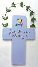 Friends Are Blessings Cross Art Wall Plaque Sandra Magsamen Roses Leaves 8