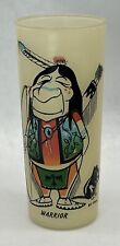 Vintage 1950's Bill Flores Native American Indian Warrior Frosted Glass Cup Mint picture