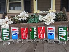 Vintage 1970s Anchor Hocking Coca-Cola/Pepsi/7 Up 15oz Drinking Glasses (7) picture