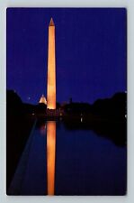 Washington D.C. Washington Monument, Illuminated, Night  Vintage Postcard picture
