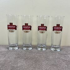 Set Of (4) VINTAGE Castle Lager BEER GLASS Glasses Charles Glass Founder Brewer picture