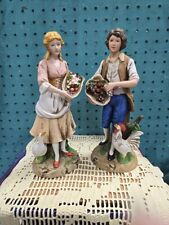 Vintage Homco Young Man and Woman Picking Fruit Rooster and Duck Taiwan 10