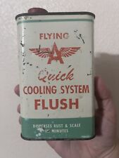 RARE ~1940s era FLYING A COOLING SYSTEM FLUSH Tidewater Oil Gas Co Tin can picture