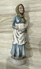RARE Vintage Antique Homco Old Woman Grandma Holding a Duck 8 Inch Porcelain picture