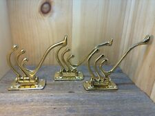 Set Of 3 Brass 3 Prong Swivel Towel Robe HooksWall Hanger Pre Owned picture