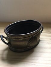 Vintage 1960s Solid Brass Oval Planter w/ Shell Design w/ 2 Handles 5.5
