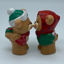 Vintage Christmas Porcelain Teddy Bear Figurines Kissing Gifts  picture