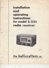 VINTAGE HALLICRAFTERS  Co S-53A  - INSTALLATION + OPERATING INSTRUCTIONS 8 pages picture