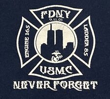 FDNY Engine 165 Ladder 85 911 Twin Towers Marines Memorial Firehouse Shirt XL picture