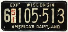 Wisconsin 1951 License Plate 105-513 Original Paint in Very Good Condition picture