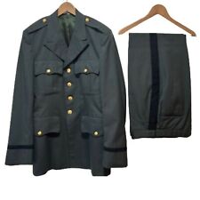 Vintage Military US Army Uniform Green Wool Jacket Coat & Pant Suit & Two Badges picture