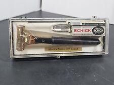 Vintage Schick Safety Razor Golden 500 Black Handle In Original Case With Blades picture